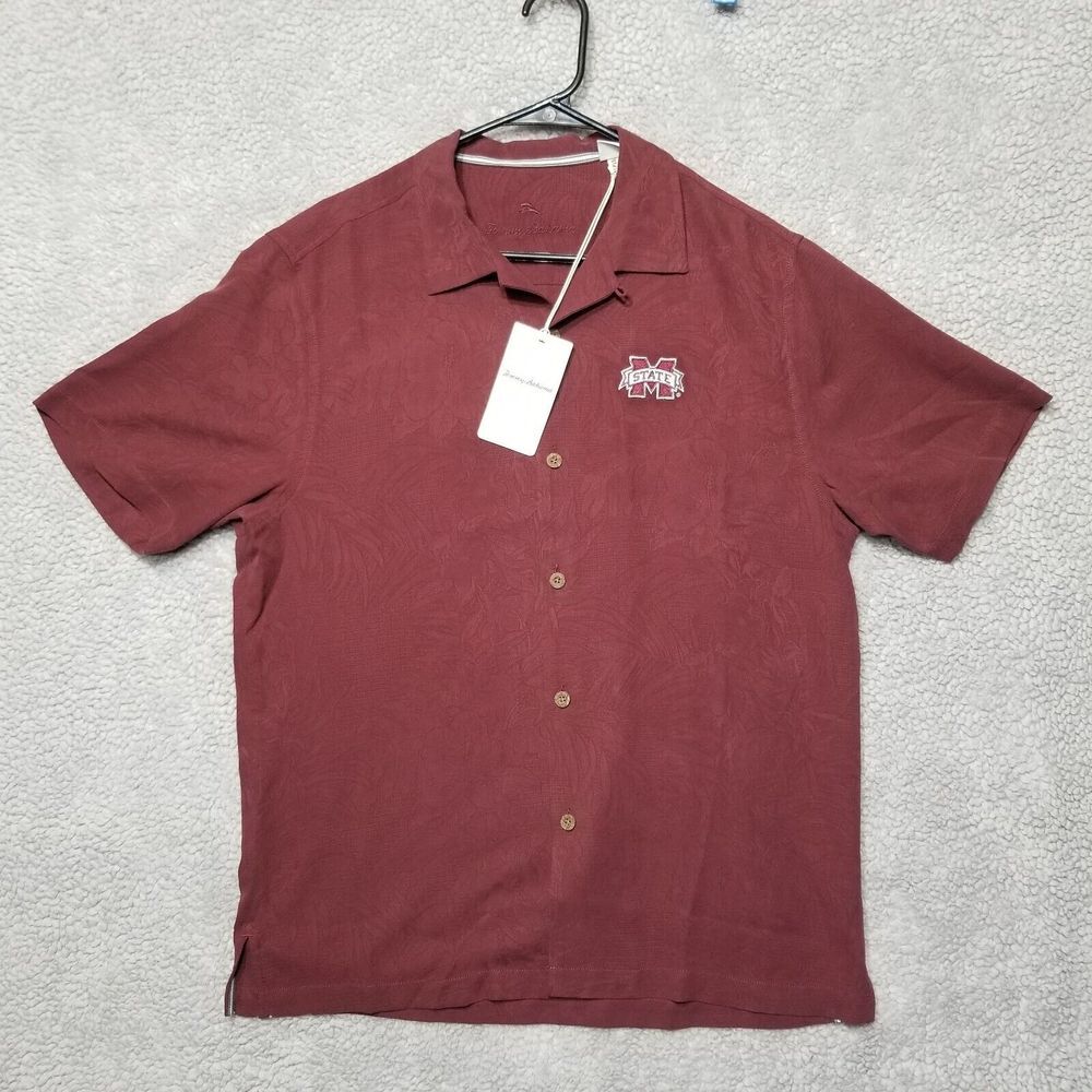 Tommy Bahama‎ 100% Silk Shirt Mississippi State Bulldogs Size Medium